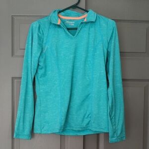 Xersion Blue Polo Collar Jersey Sweatshirt